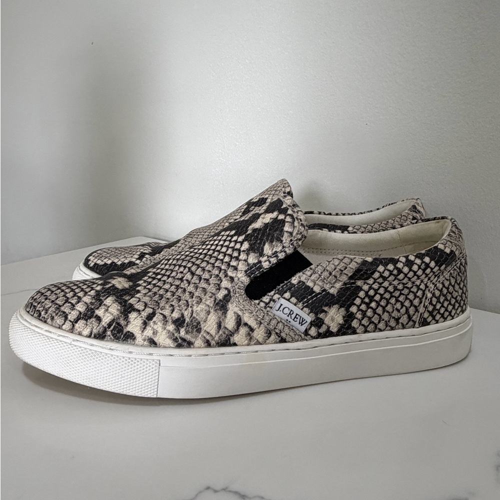 J.CREW Size 8.5 Factory Road Trip Snakeskin Slip-On Shoes Sneakers - Picture 7 of 10